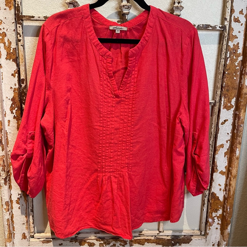 SOIRÉE Red linen rayon top 1x